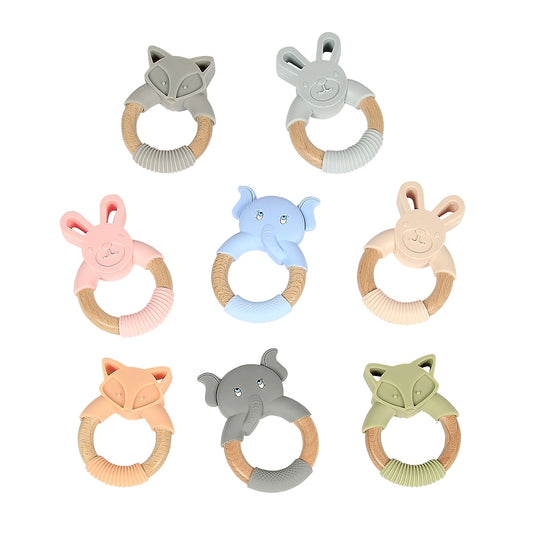 Bamboo & Silicone Teether In Assorted Styles And Colors
