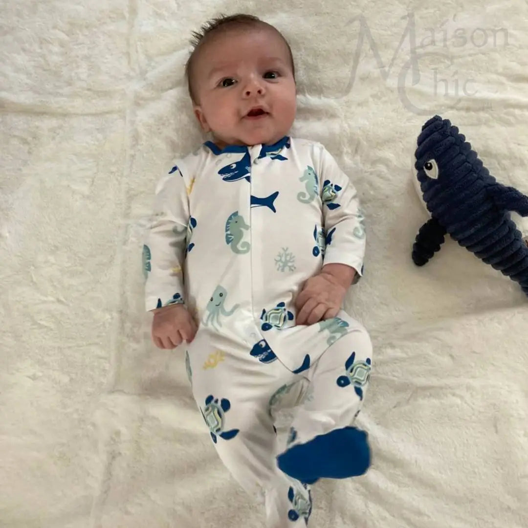 Sea Life Bamboo Footie- 3 Months