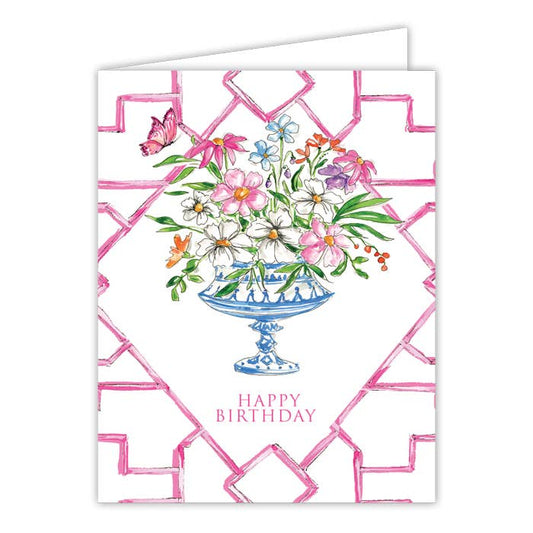 RosanneBeck Collections - Happy Birthday Floral Bamboo Trellis Greeting Card