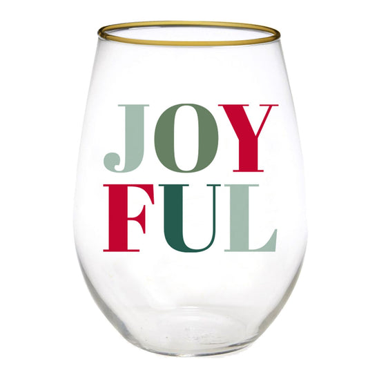 Joyful Stemless Wine Glass