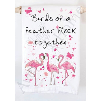 Birds Of A Feather Coastal Beach Flamingo Flour Sack Towel