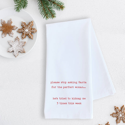 The Perfect Woman - Tea Towel - Christmas Décor: RED