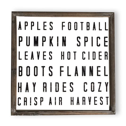 Fall Words Wood Sign 18x18 - Pink Julep Boutique