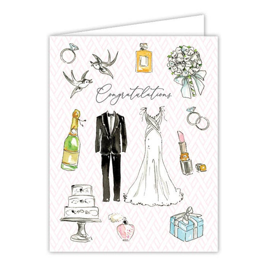 Congratulations Handpainted Wedding Icons Greeting Card