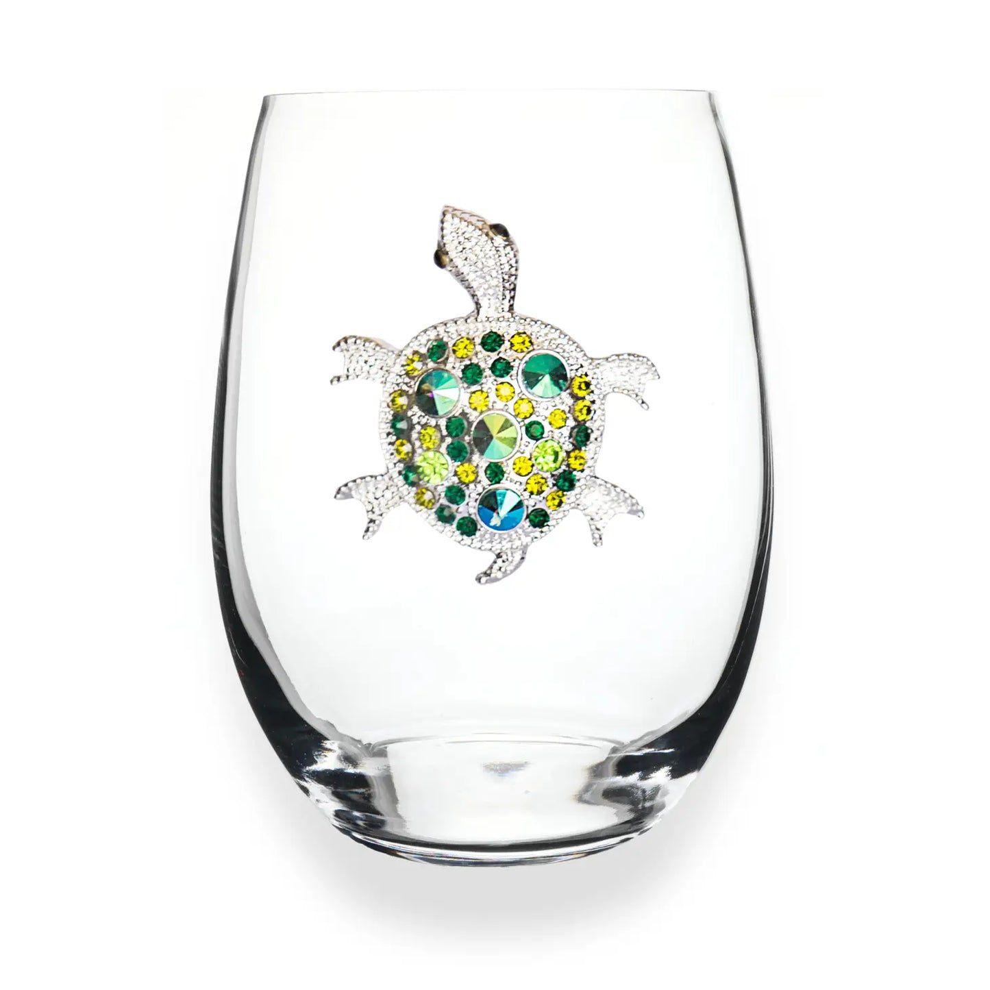 Sea Turtle Jeweled Stemless Wine Glass