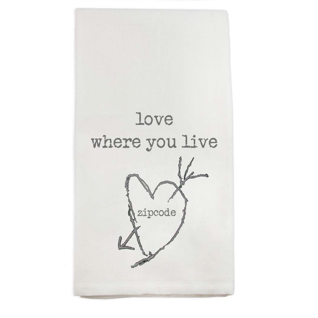 Love Where You Live Typewriter Font 40059 Tea Towel