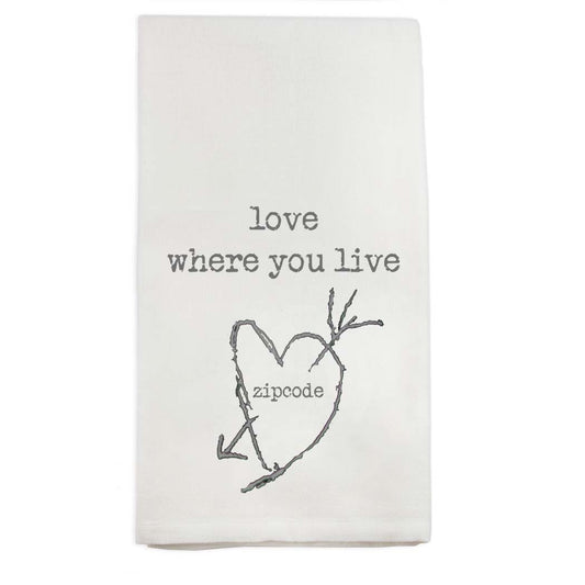 Love Where You Live Typewriter Font 40026 Tea Towel