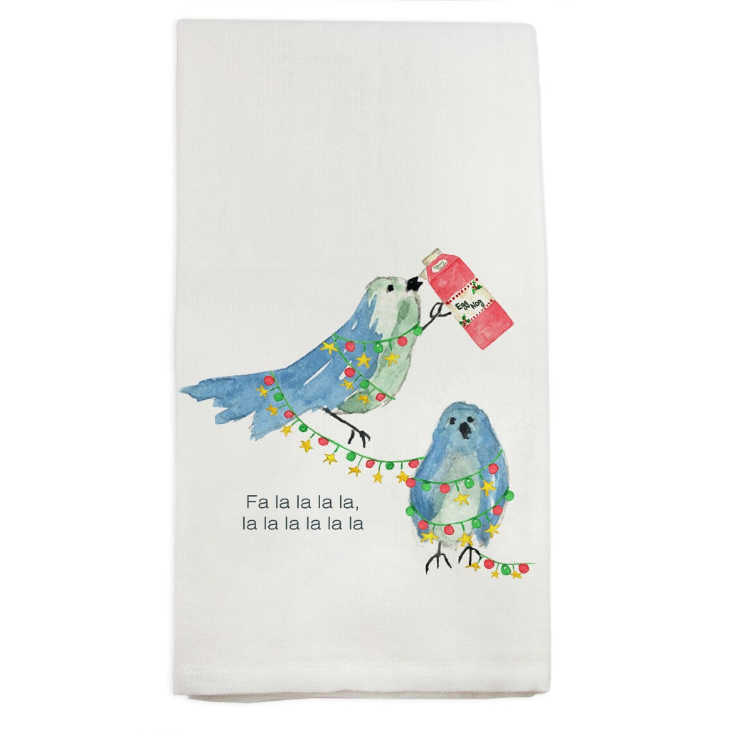 Birds with Egg Nog Tea Towel