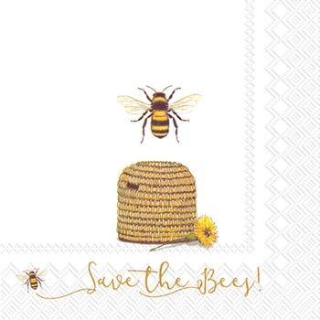 Save the Bees White Paper Lunch Napkin - Pink Julep Boutique