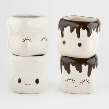 Marshmallow Shaped Hot Chocolate Mugs - Assorted Cute Emoji Styles