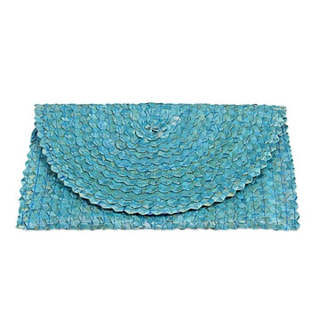 Turquoise Straw Clutch Purse