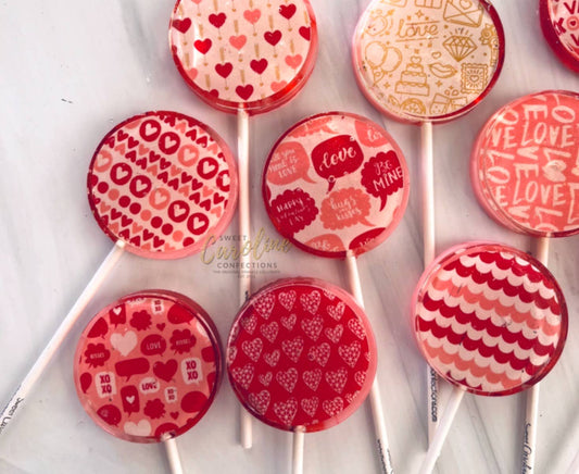 Valentine's Day Print Lollipops, Raspberry Flavor