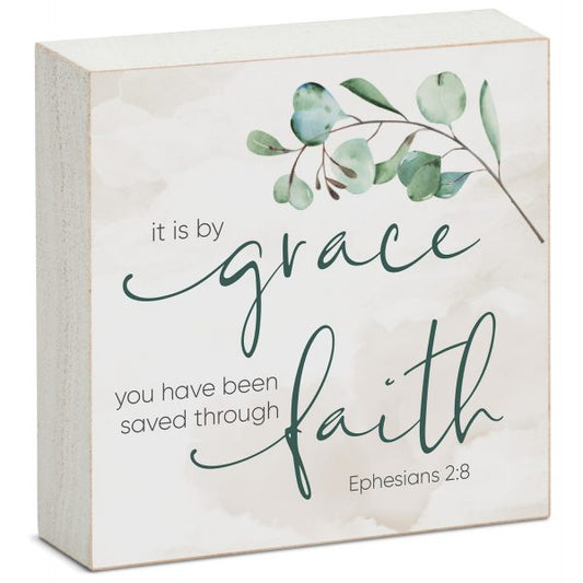 By Grace Saved Through Faith Wood Block