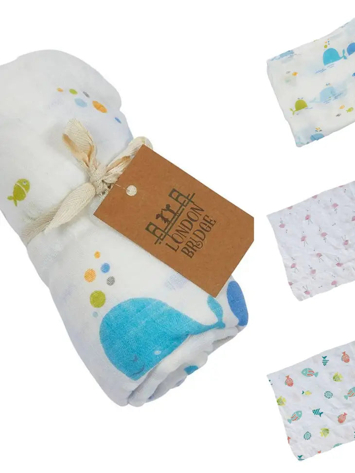 Coastal Bamboo Blend Swaddle Blanket In 3 Assorted Styles