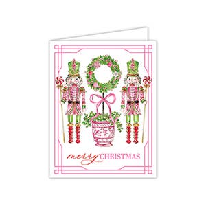 Merry Christmas Peppermint Nutcrackers Wreath Greeting Card