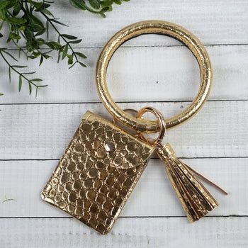 Bangle Keychain with Tassel and Snap Pouch