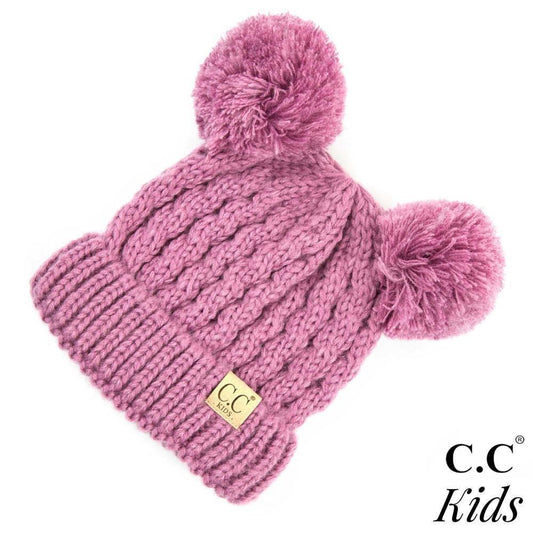 CC Kid's Double Pom Beanie in New Lavender - Pink Julep Boutique
