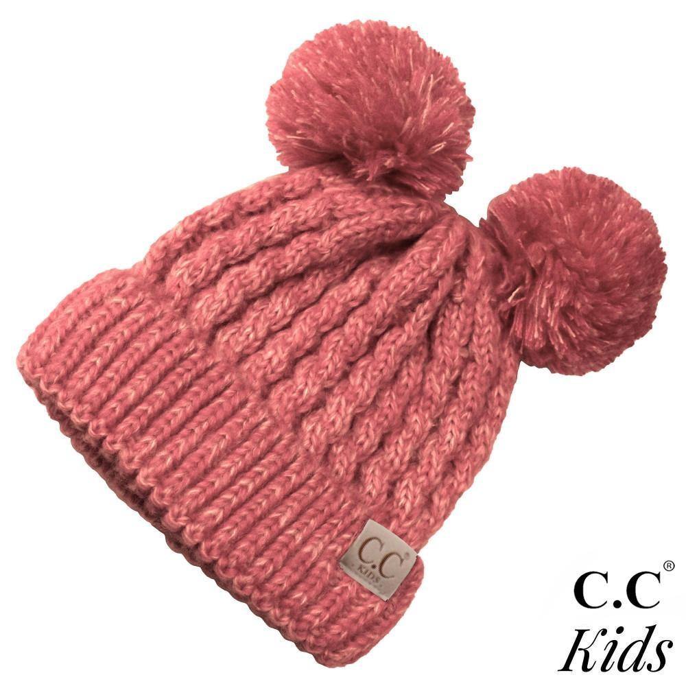 CC Kid's Double Pom Beanie in Red/Ivory - Pink Julep Boutique