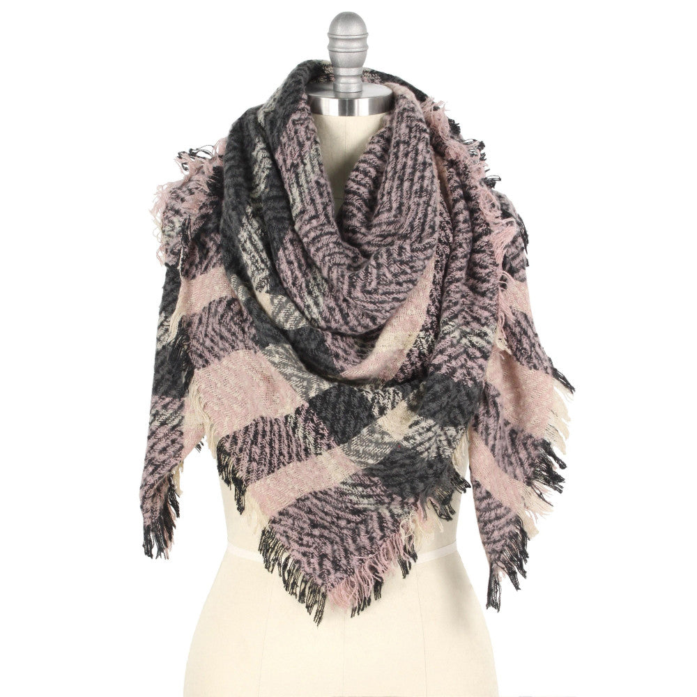 Pink/Charcoal  Blanket Scarf - Pink Julep Boutique