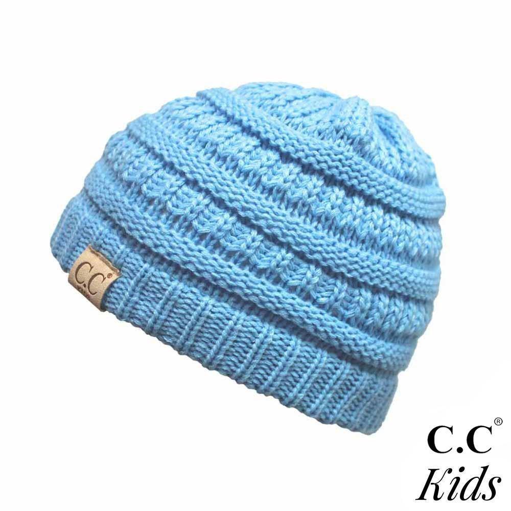 C.C Kid's Solid Knit Beanie- Pale Blue - Pink Julep Boutique