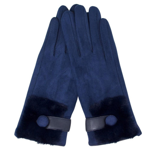 Navy Gloves with Fur - Pink Julep Boutique