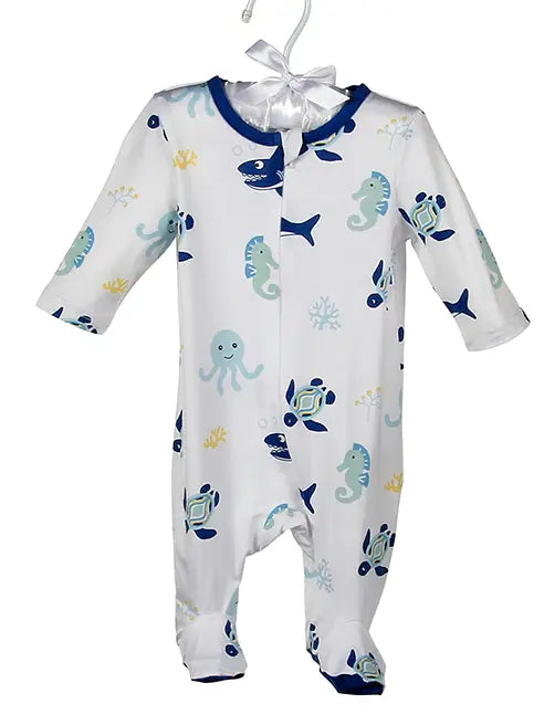 Sea Life Bamboo Footie- 3 Months