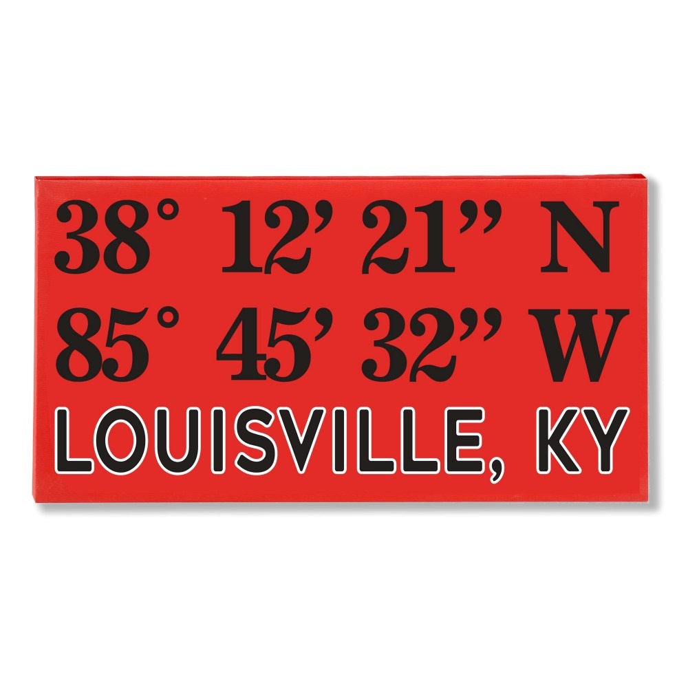 Canvas Wall Art with the Coordinates of Louisville, KY