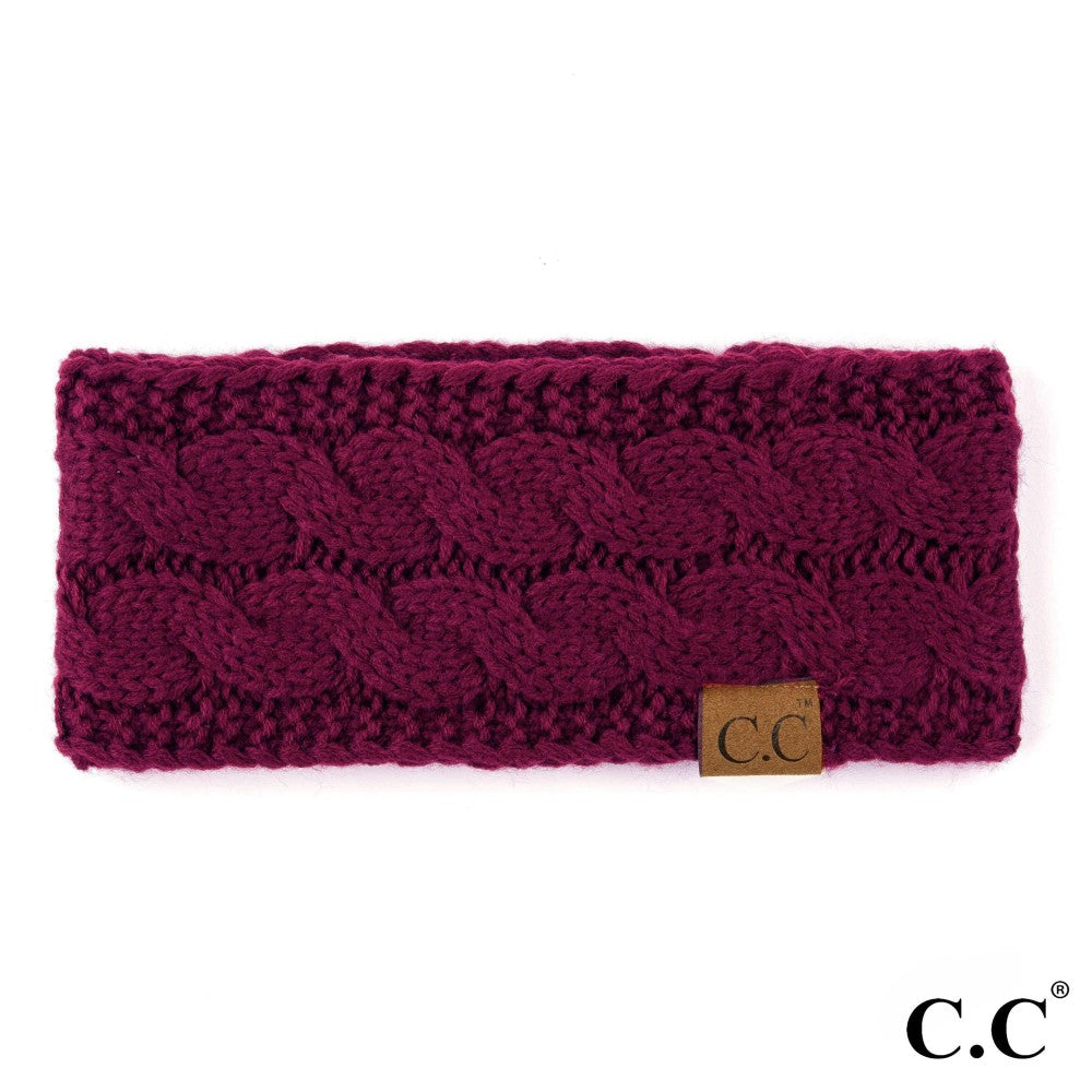 C.C Burgundy Cable Knit Headwrap
