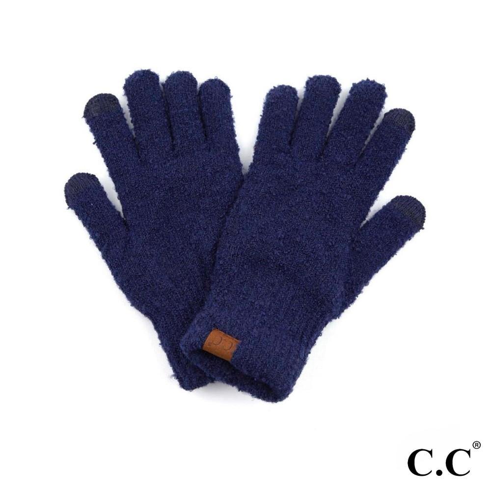 Evening Blue C.C Boucle Smart Touch Gloves - Pink Julep Boutique