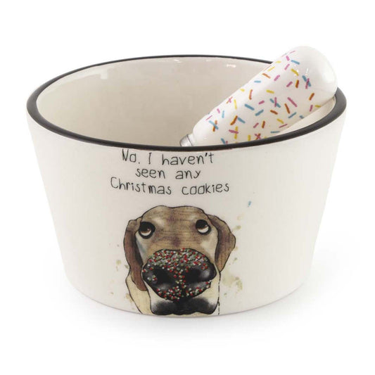 Haven't Seen Any Christmas Dog Ceramic Bowl and Spreader