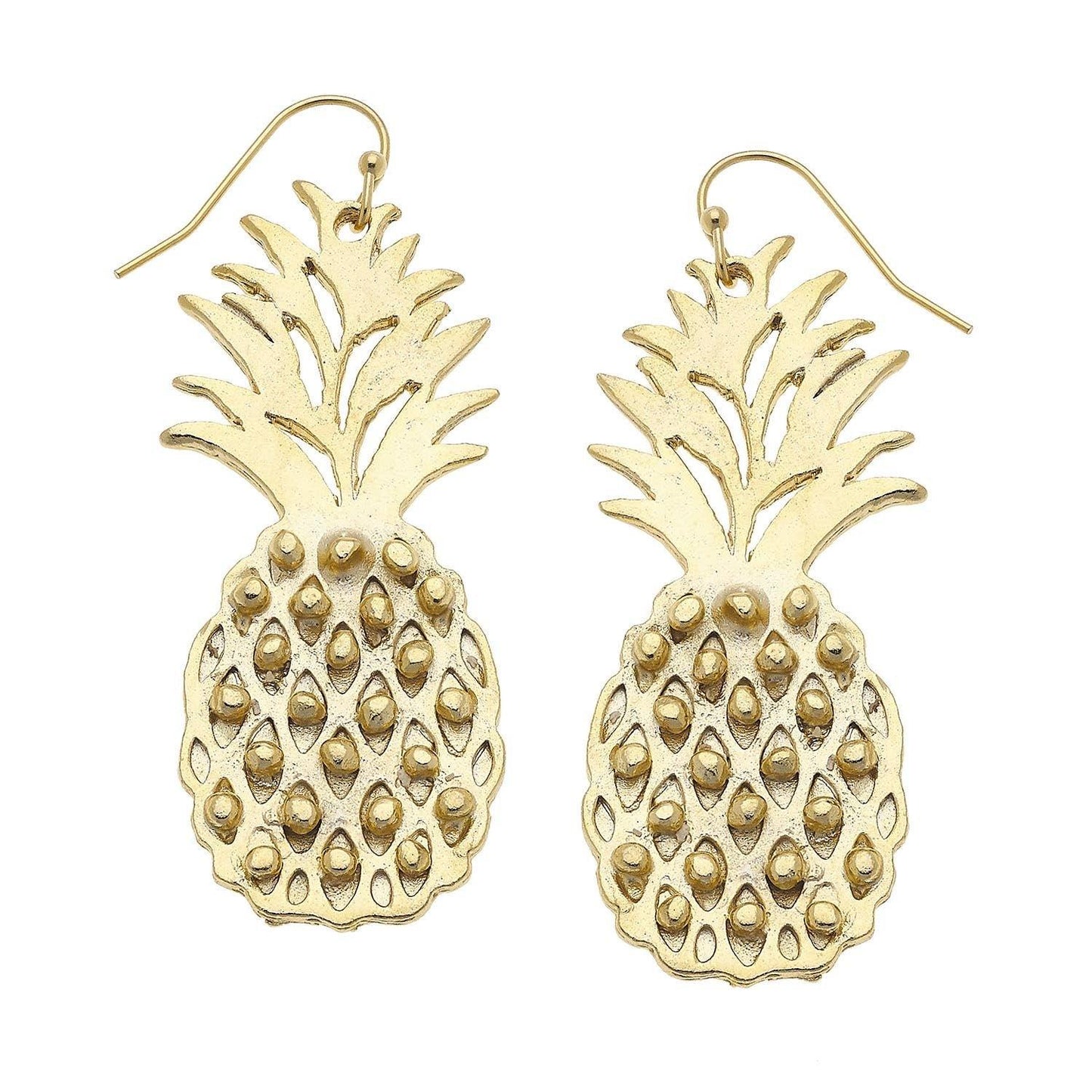 Handcast Large Gold Pineapple Earrings - Pink Julep Boutique