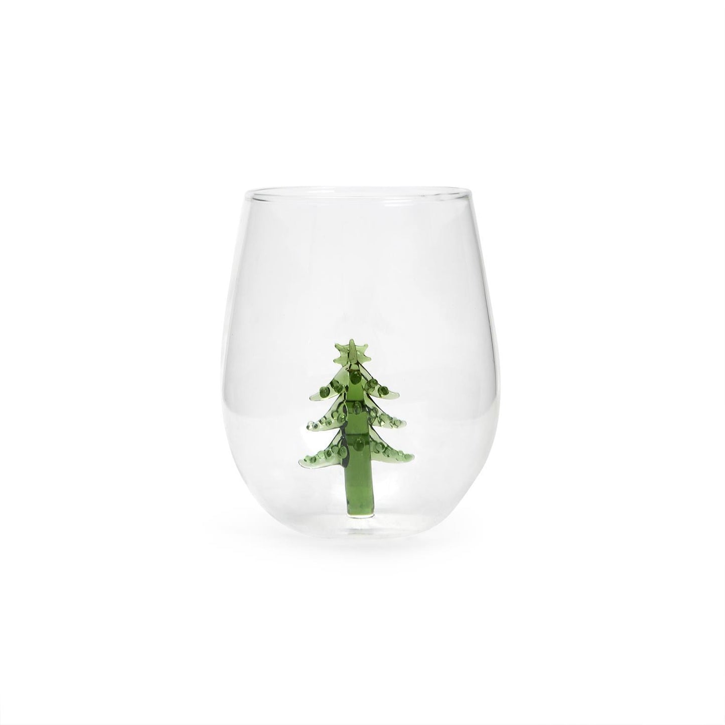 Christmas Tree Stemless Wine Glass
