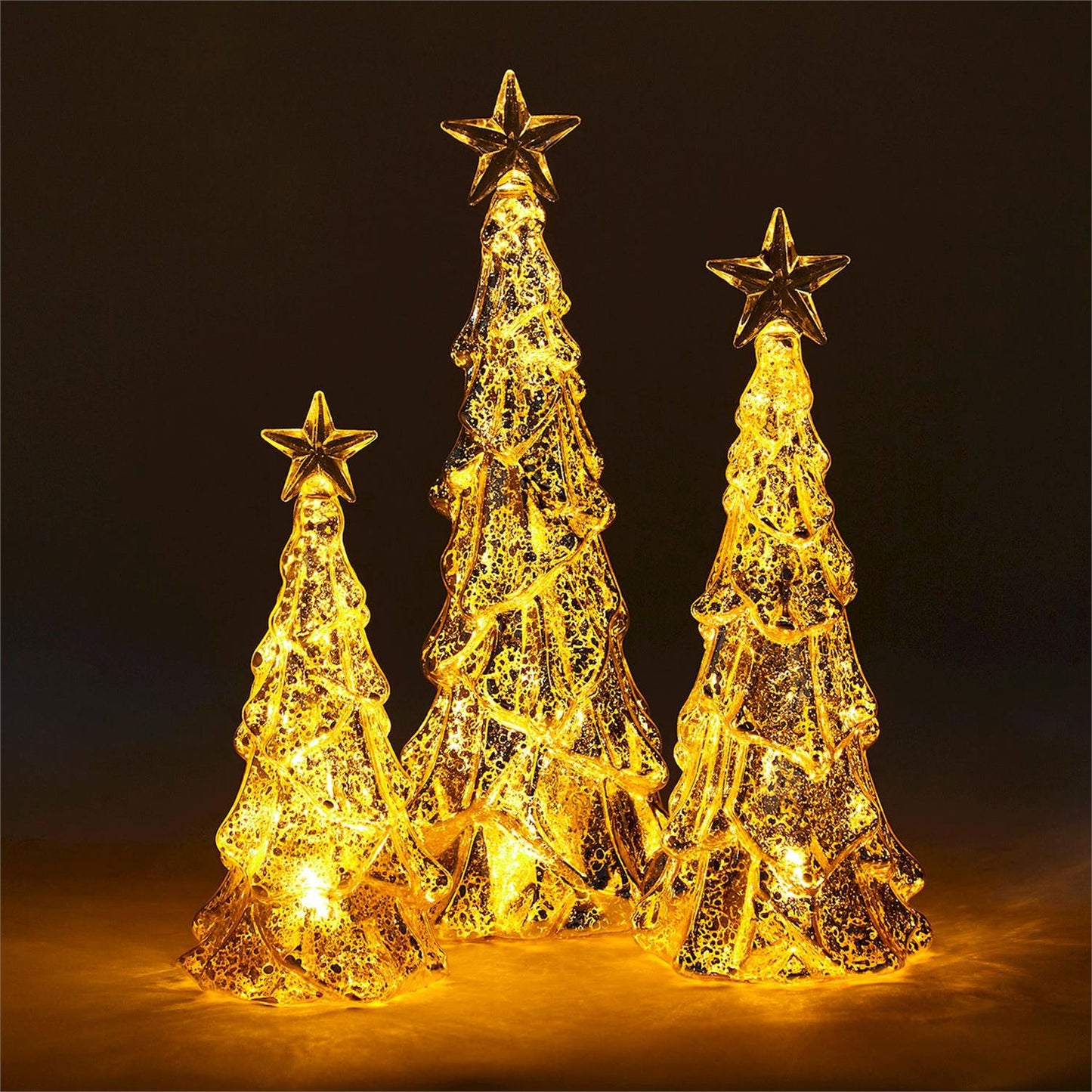 Silver Stars Christmas Tree Light Up LED Dècor In Assorted Sizes