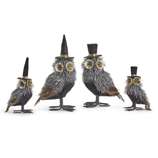 Wise Guys Halloween Hand-Crafted Owls In Assorted Styles & Sizes