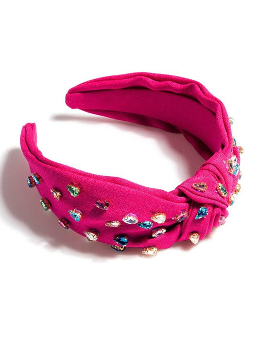 Gemmie Knotted Embellished Headband - Magenta