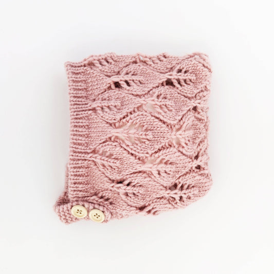 Leaf Lace Hand Knit Bonnet Rosy Pink 6-24 Months