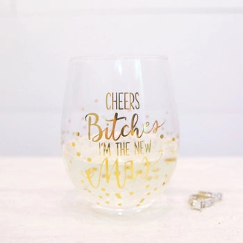New Mrs. Stemless Wine Glass