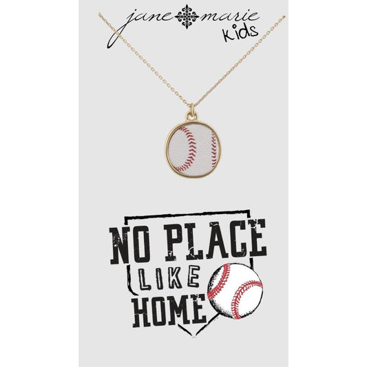 Kids 14" Leather Baseball Necklace, 2" Ext - Pink Julep Boutique