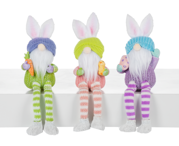 Springtime Bunny Gnomes Shelf Sitters In Assorted 3 Colors