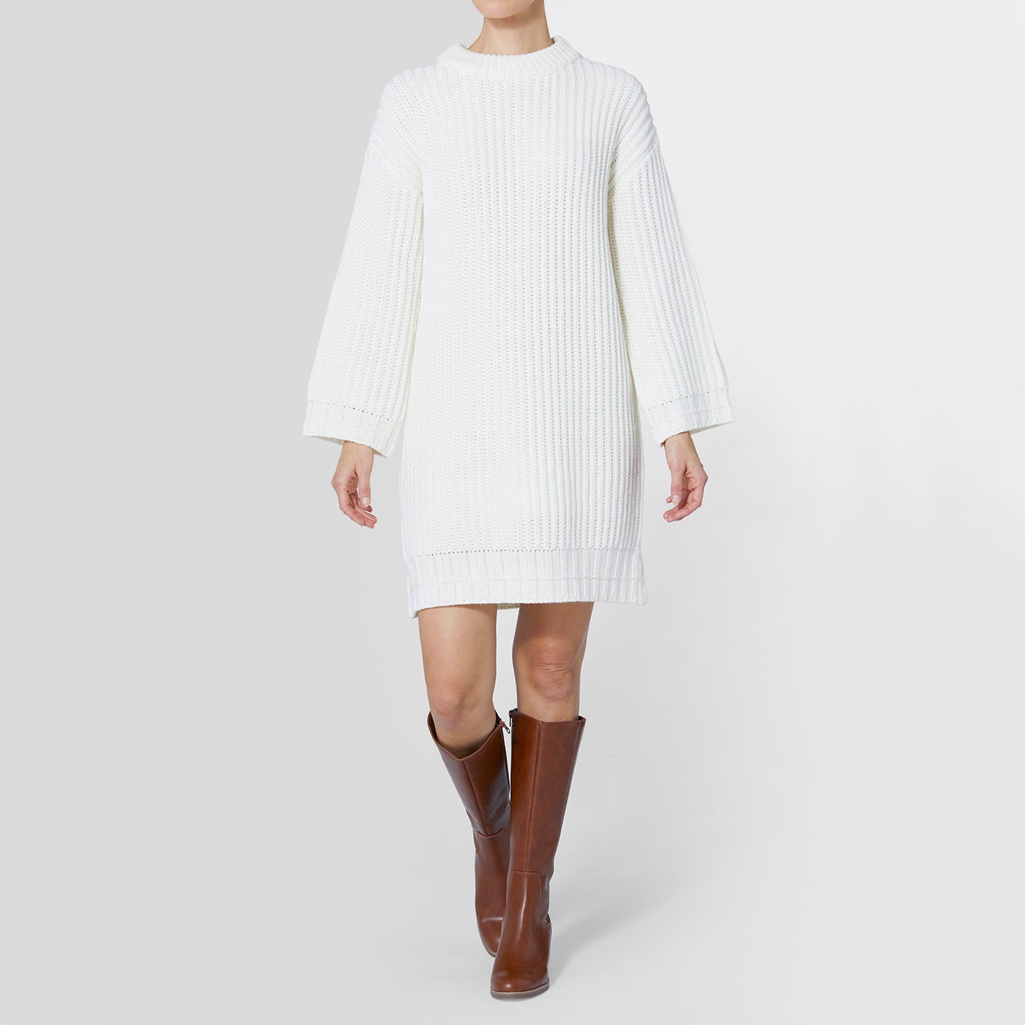 Monica Long Chunky Sweater Dress- Cream