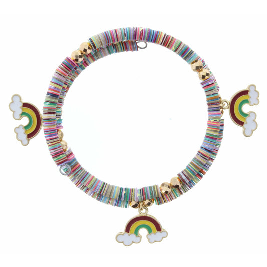 Kid's Multi Sequin Wrap With Rainbow Charms Bracelet