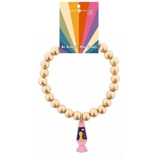 Kid's Gold Beaded Stretch with Mood Changing Lava Lamp Bracelet