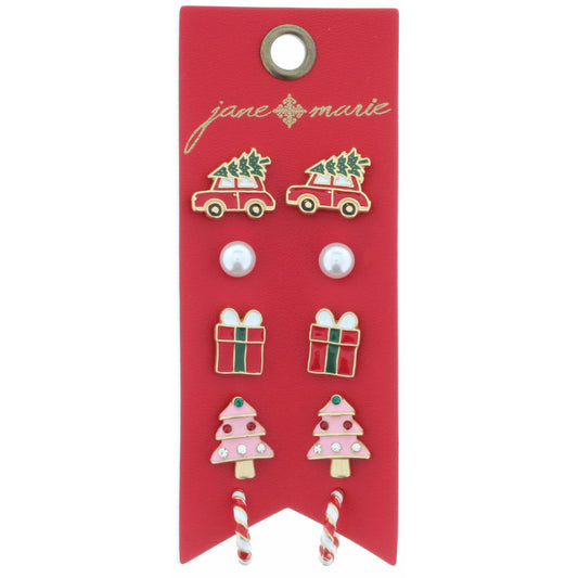 Kids 5 Stud, Car, Pearl, Gift, Tree, and Candy Cane Huggie Earring