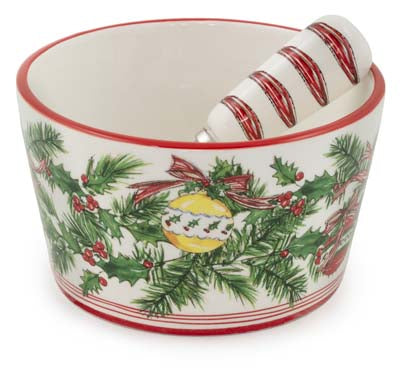 Christmas Bells Ceramic Bowl & Spreader Set