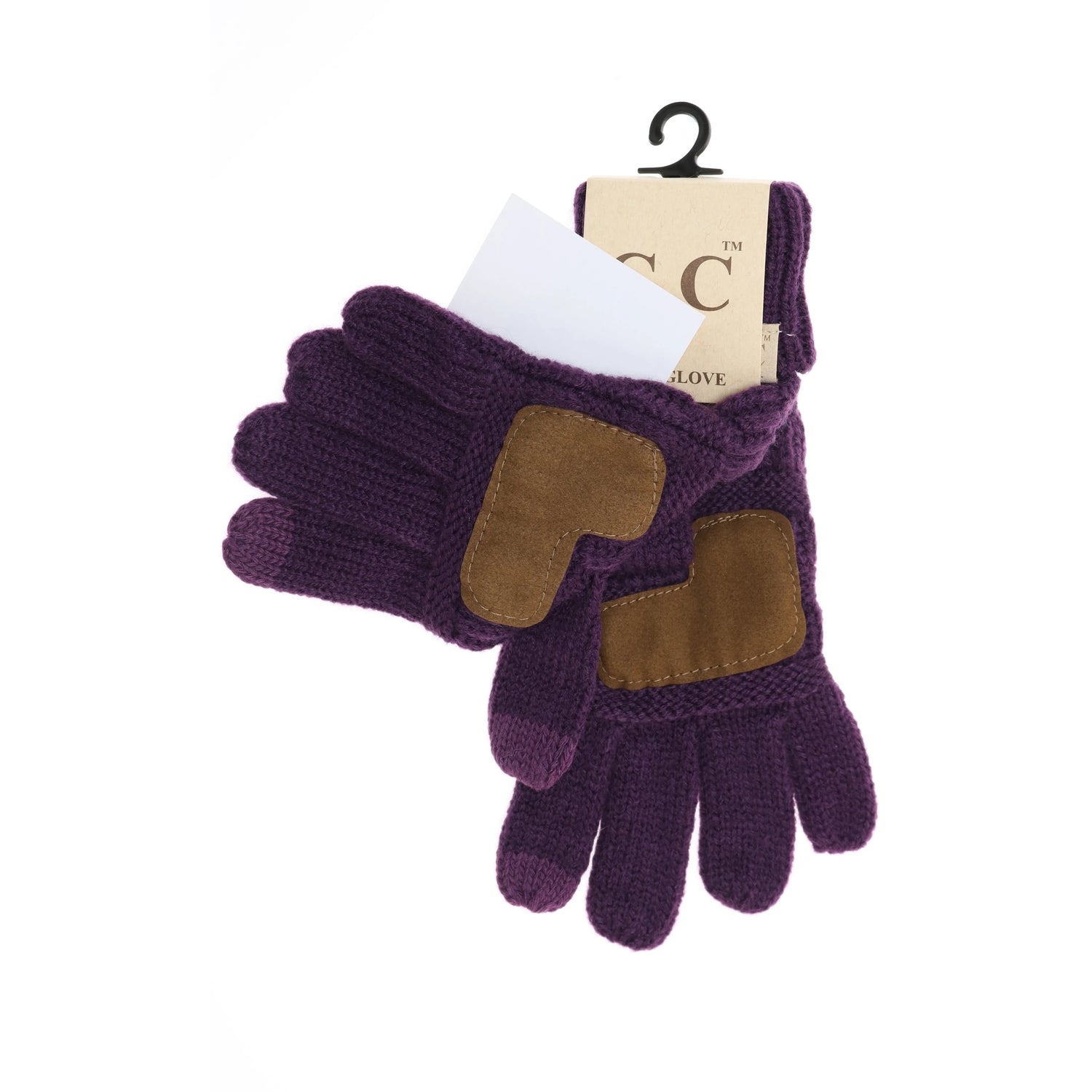 Dark Purple Kid's C.C Ribbed Knit Gloves