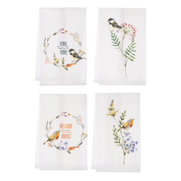 Wildflower & Bird Tea Towel In Assorted 4 Styles