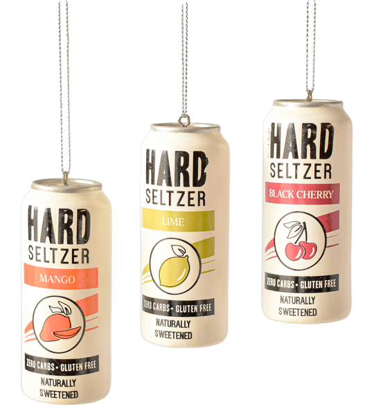Hard Seltzer Ornaments In Assorted 3 Styles