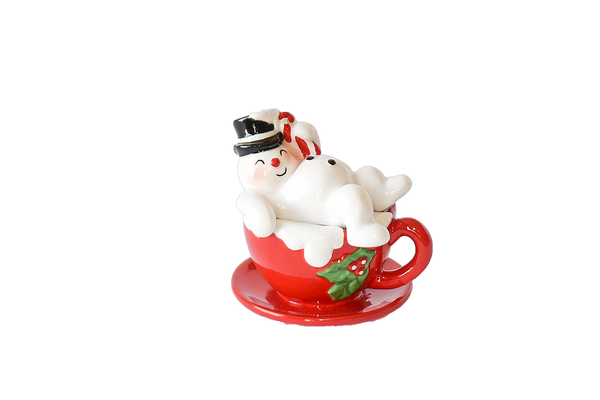 Snowman On Mug Salt & Pepper Shaker Set (2 pc. set)