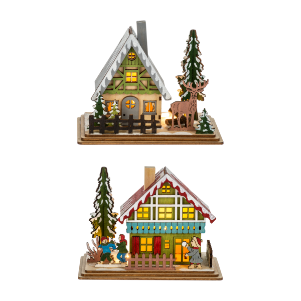 Battery Operated Winter Home Scene Tabletop In Assorted 4 Styles