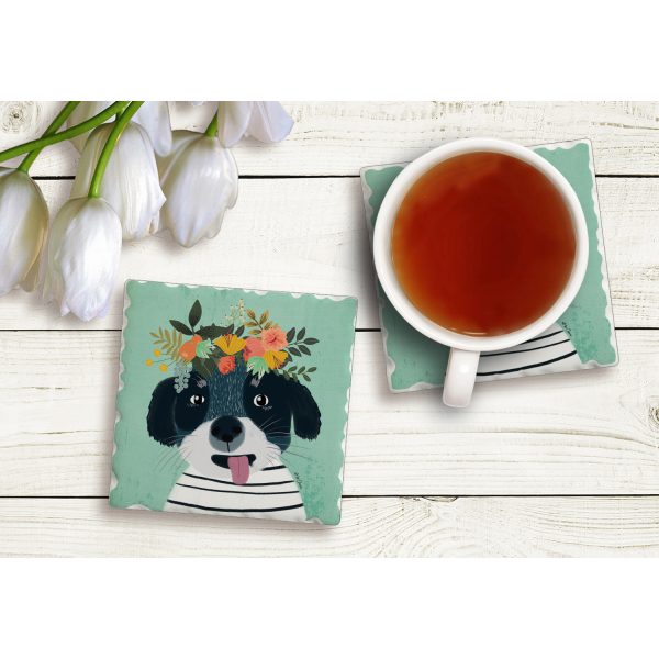 Single Tile Coaster – Floral Pets-Shih Tzu
